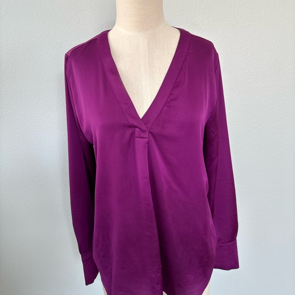 Ann Taylor Deep Purple V-Neck Blouse